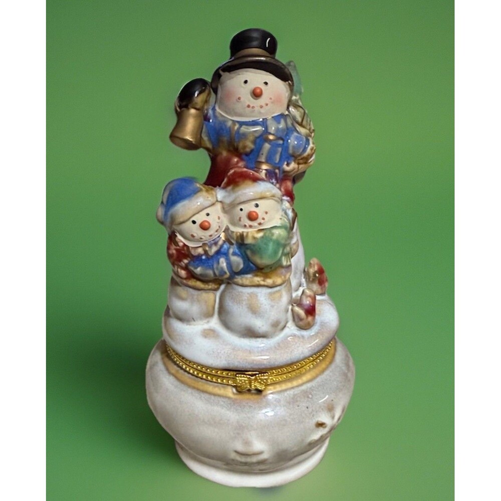 Ceramic Snowman Keepsake Box Kirklands  6" tall 065709 Potters Garden